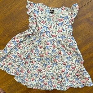 Tea Collection Wrap Style Dress with Whimsical Animal Print Toddler Girls Size 2